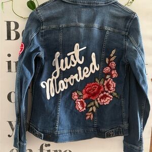 Customized Levi’s Denim Jacket with Floral Design and heart “Tony” patch